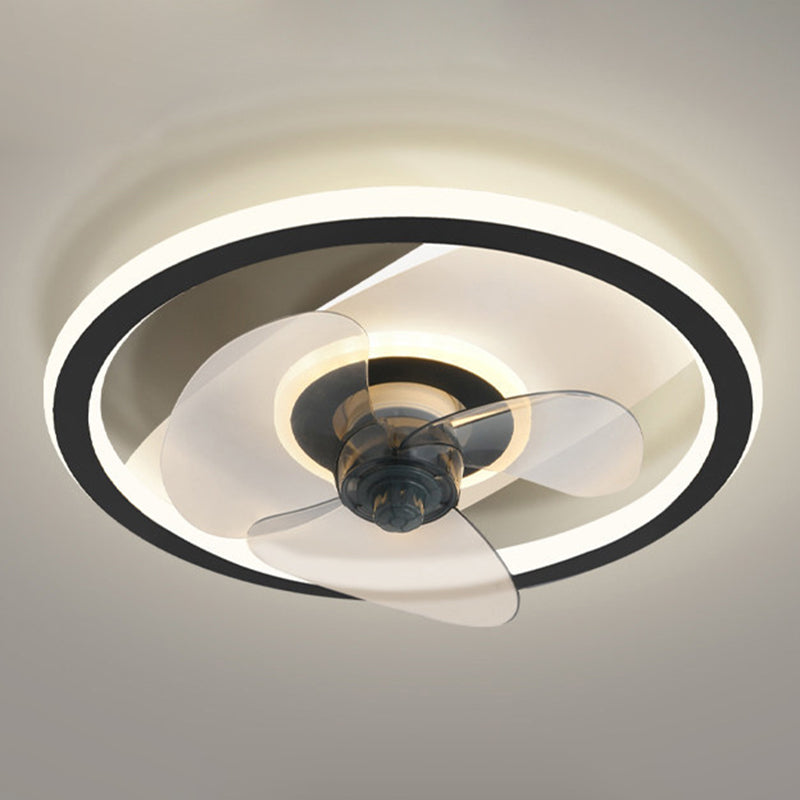 Einfachheit Ring geformt Deckenventilator Beleuchtung Acryl -LED -Schlafzimmer Halbblüzlicht in Schwarz und Weiß