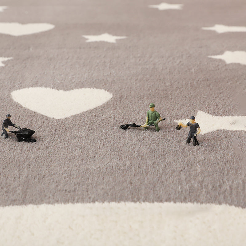 Pink Tone Cartoon Pattern Rug Polyester Minimalist Carpet Washable Indoor Rug for Girl’s Bedroom