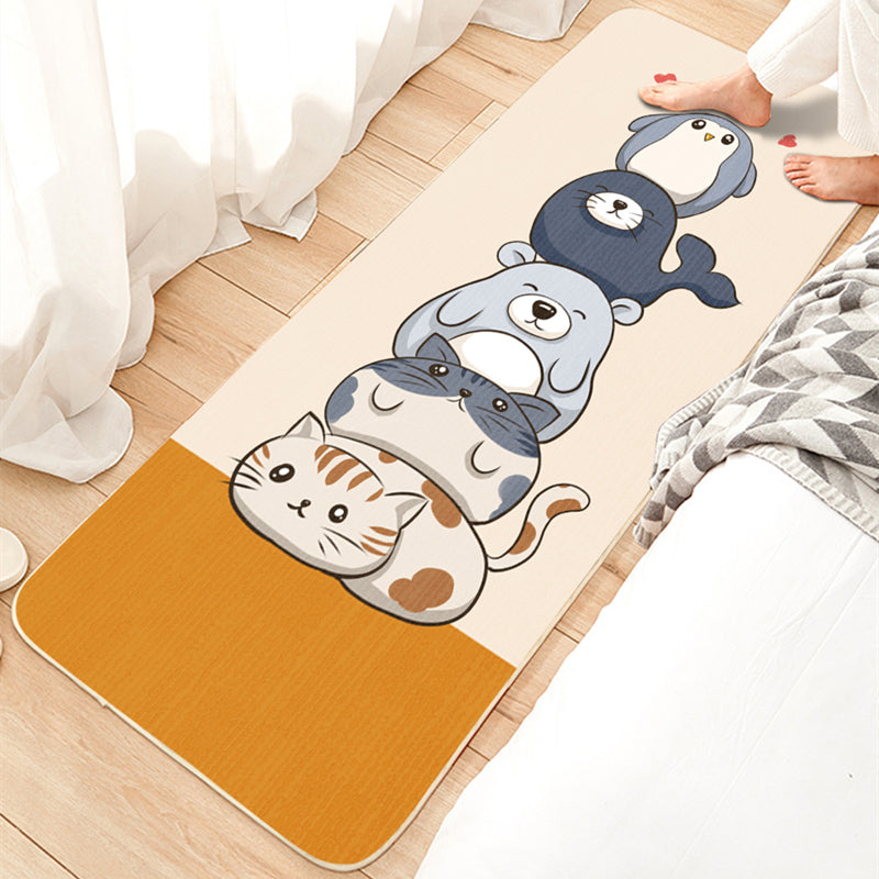 Runner Animals Printed Rug Simple Polyester Carpet Non-Slip Backing Area Carpet for Home Decoration
