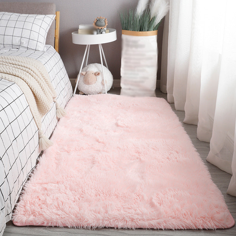 Contemporary Plain Living Room Carpet Polyester Indoor Rug Friendly Washable Shag Area Rug