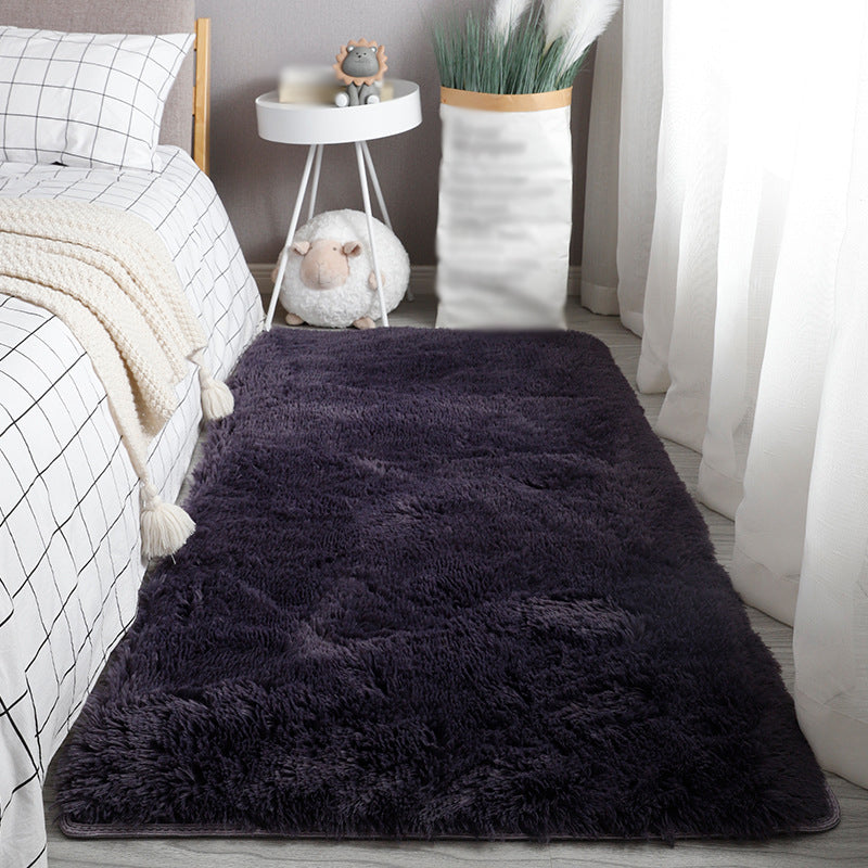 Contemporary Plain Living Room Carpet Polyester Indoor Rug Friendly Washable Shag Area Rug
