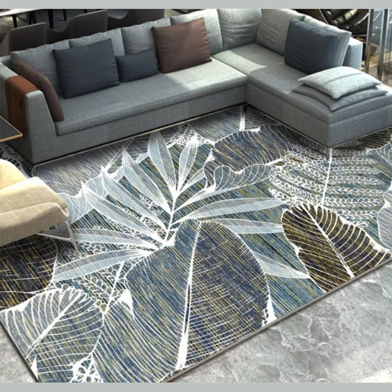 Brown Plants Indoor Carpet Polyester Simple Area Rug Non-Split Indoor Rug for Living Room