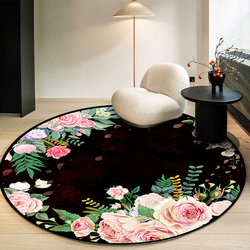 Minimalist Plants Area Carpet Blue Polyester Indoor Rug Anti-Split Rug for Home Decoration