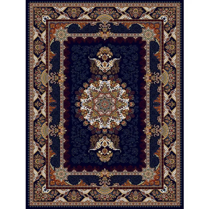 Multicolor Tribal Symbols Rug Moroccan Polyester Carpet Anti-Slip Backing Area Rug for Living Room
