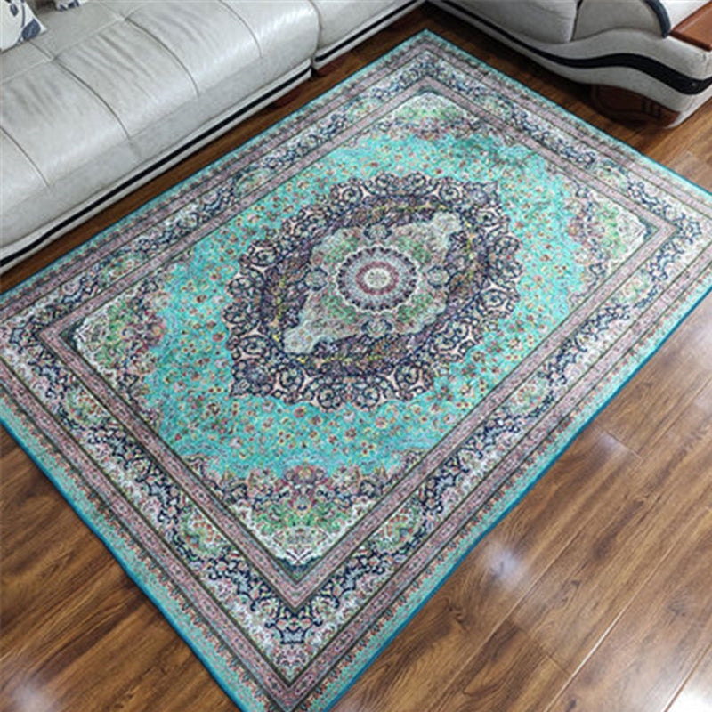 Moroccan Medallion Print Rug Multicolor Polyester Carpet Washable Area Carpet for Home Decoration