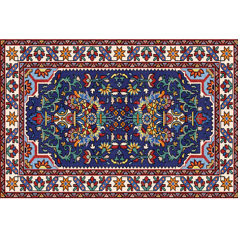 Moroccan Medallion Rug Red Polyester Indoor Carpet Non-Split Backing Carpet for Living Room