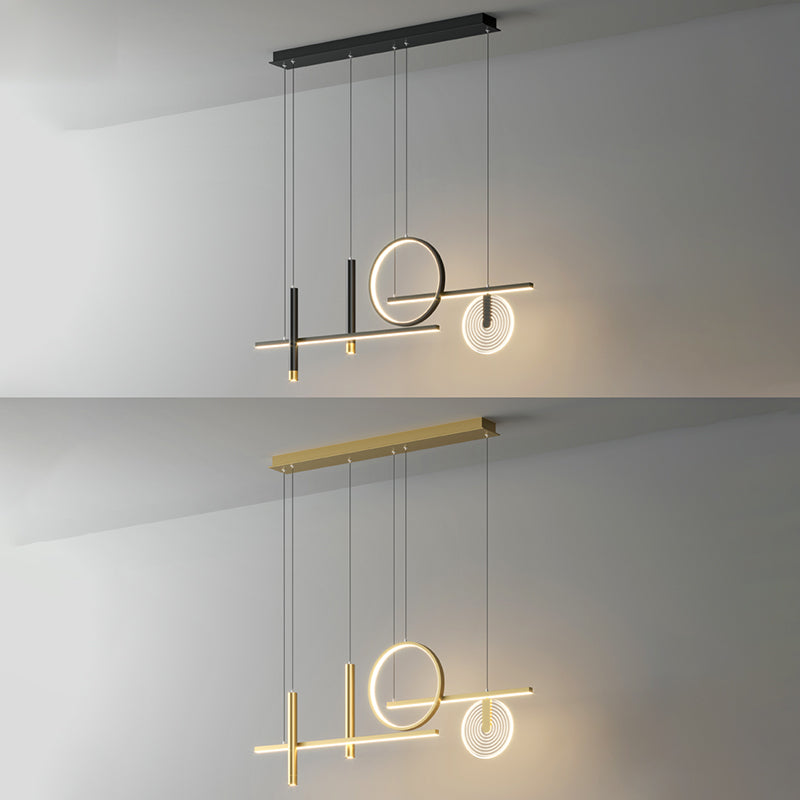 Impostazione dell'illuminazione del lampadario ombreggiato in metallo per la sala da pranzo