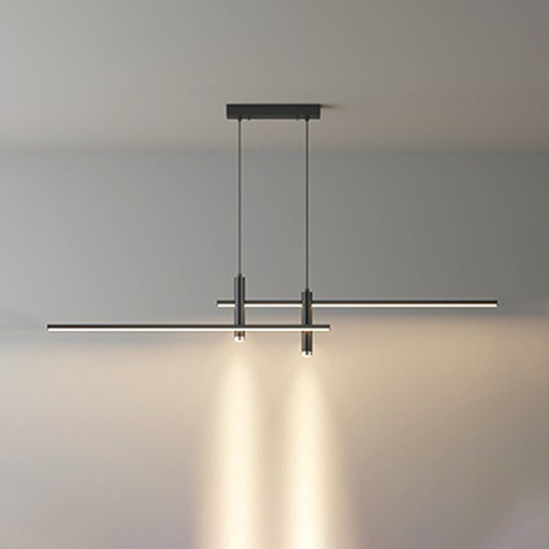 Dining Room LED Hanging Ceiling Light Modern Island Light with Linear Metal Shade