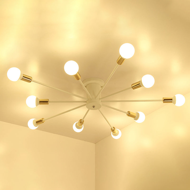 Sputnik Semi Flush Mount Light Fixture Industrial Metallic Ceiling Mount Chandelier for Bedroom