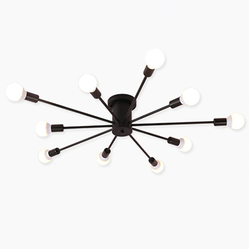 Sputnik Semi Flush Mount Light Fixture Industrial Metallic Ceiling Mount Chandelier for Bedroom