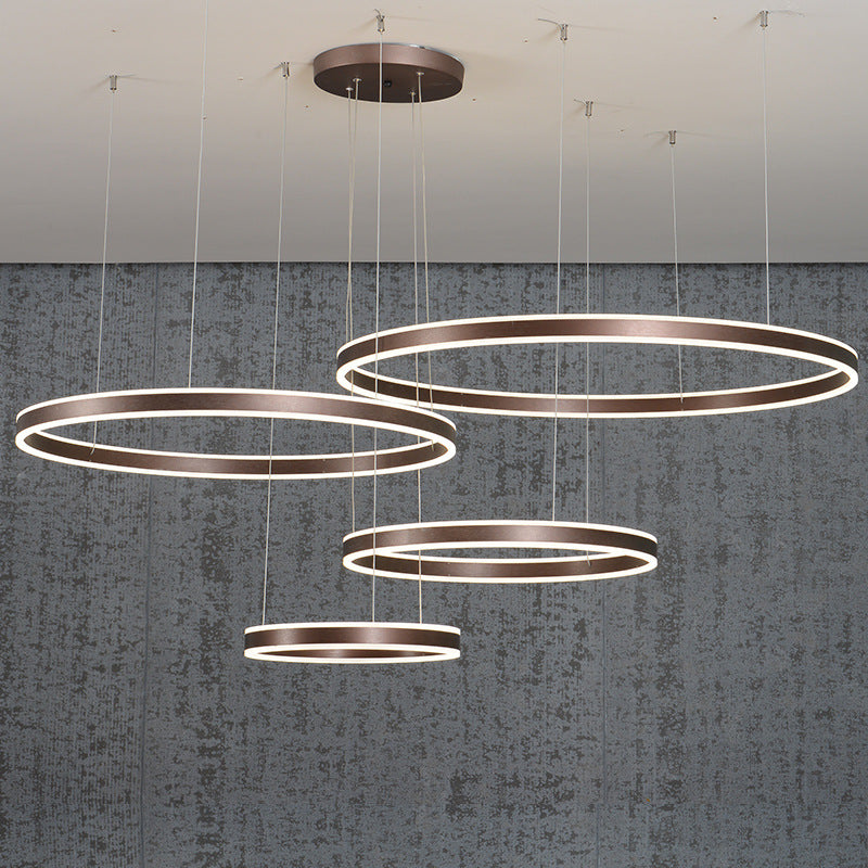 Coffee Rings Suspension Pendant Light Modern Style LED Metal Chandelier Pendant Light