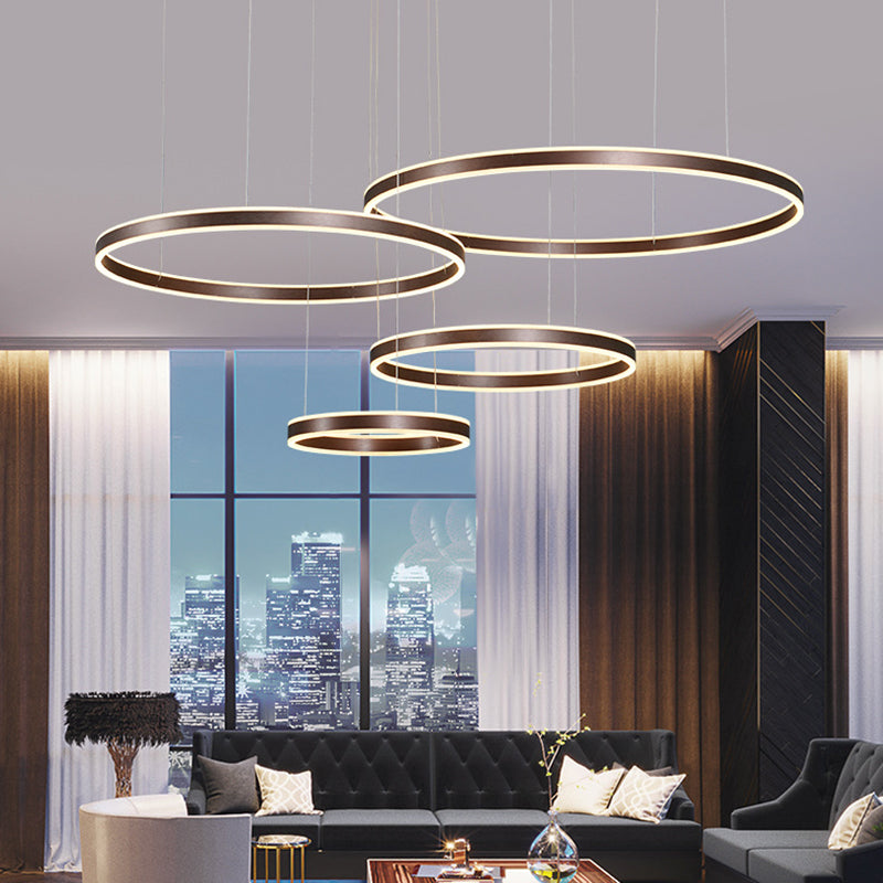 Coffee Rings Suspension Pendant Light Modern Style LED Metal Chandelier Pendant Light