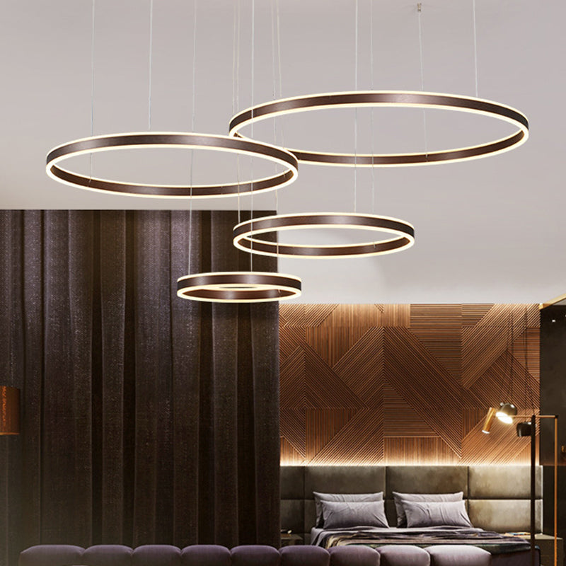 Coffee Rings Suspension Pendant Light Modern Style LED Metal Chandelier Pendant Light