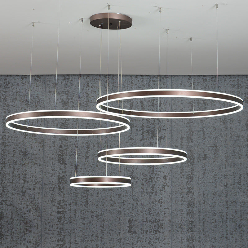 Coffee Rings Suspension Pendant Light Modern Style LED Metal Chandelier Pendant Light