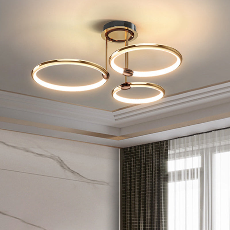 Accesorio de iluminación suspendida en forma de anillo de metal kit de luz colgante LED moderno en oro