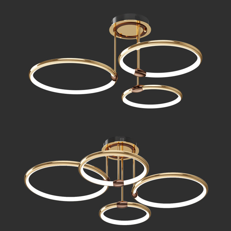 Accesorio de iluminación suspendida en forma de anillo de metal kit de luz colgante LED moderno en oro