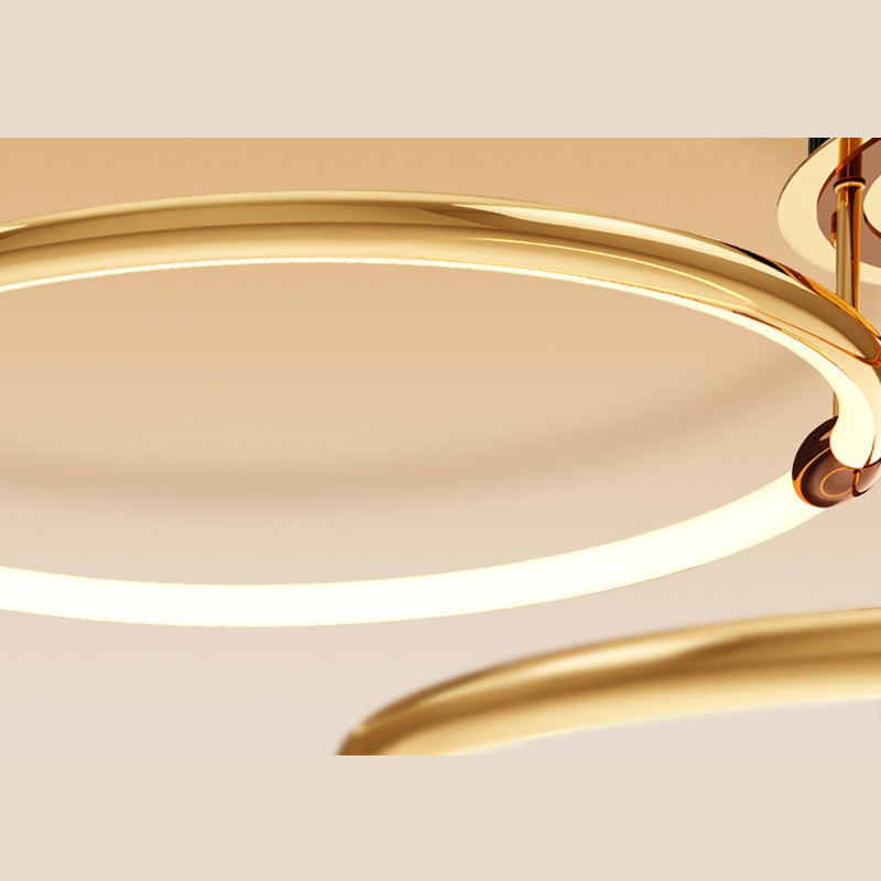 Accesorio de iluminación suspendida en forma de anillo de metal kit de luz colgante LED moderno en oro