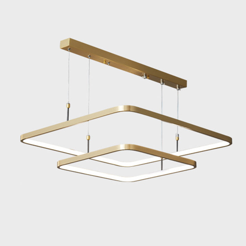 LED Bedroom Ceiling Pendant Light Modern Chandelier Light Fixture with Square Metal Shade