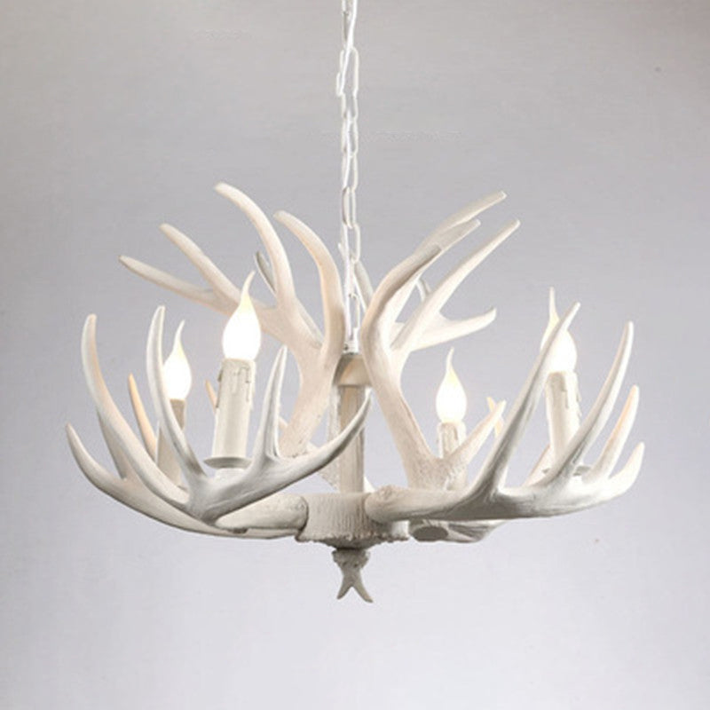 Chaîne suspendue réglable Light Light Traditional Antler Resin Plafond Pendant le restaurant