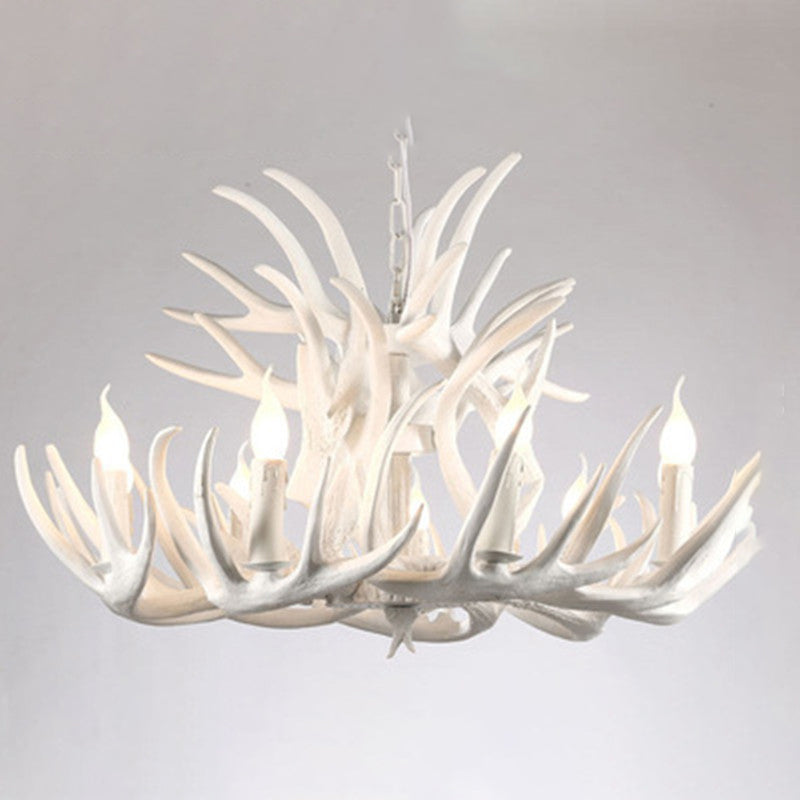 Adjustable Hanging Chain Chandelier Light Traditional Antler Resin Ceiling Pendant for Restaurant