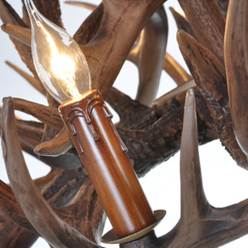 Adjustable Hanging Chain Chandelier Light Traditional Antler Resin Ceiling Pendant for Restaurant