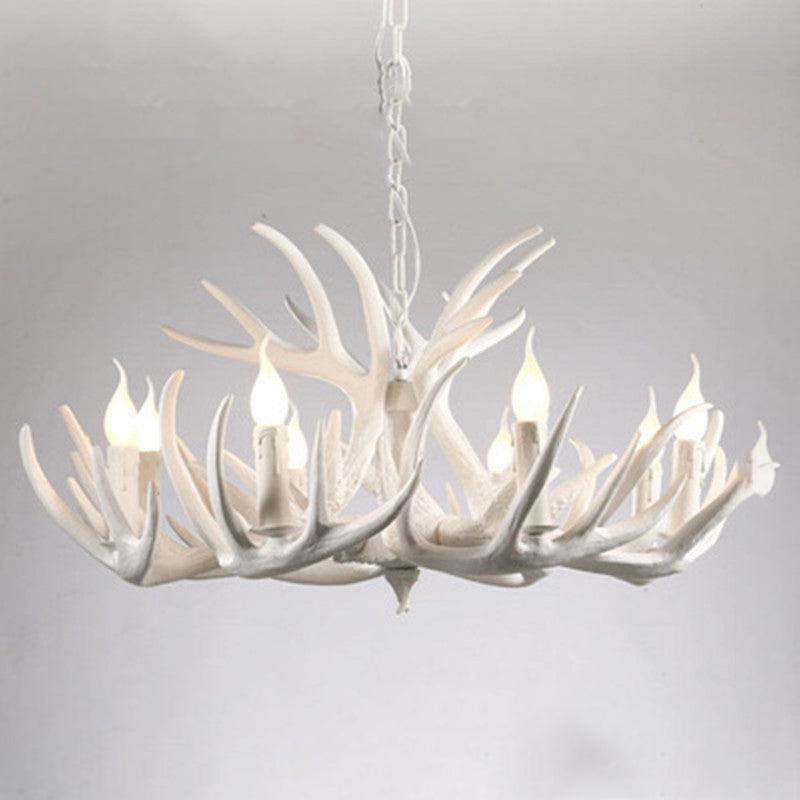Adjustable Hanging Chain Chandelier Light Traditional Antler Resin Ceiling Pendant for Restaurant