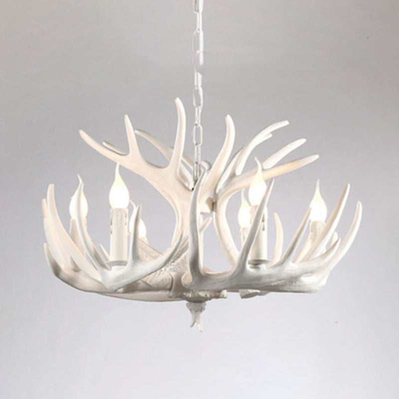 Adjustable Hanging Chain Chandelier Light Traditional Antler Resin Ceiling Pendant for Restaurant