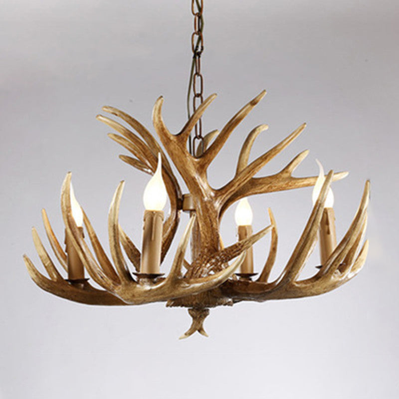 Chaîne suspendue réglable Light Light Traditional Antler Resin Plafond Pendant le restaurant