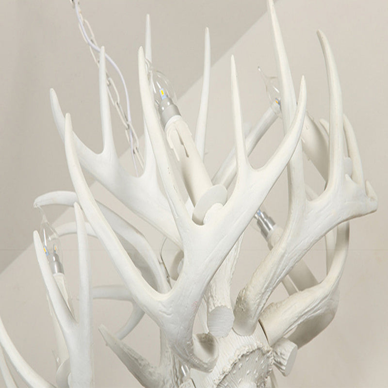 Adjustable Hanging Chain Chandelier Light Traditional Antler Resin Ceiling Pendant for Restaurant