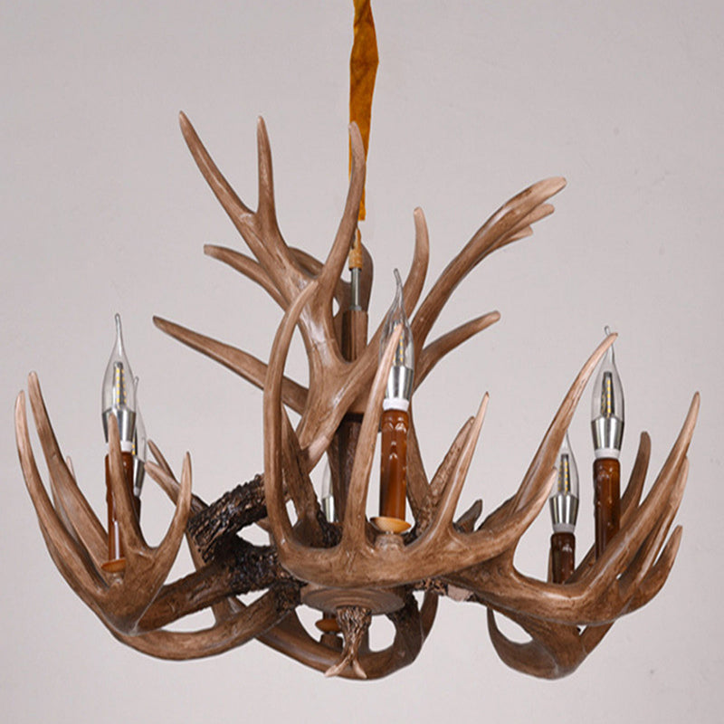 Adjustable Hanging Chain Chandelier Light Traditional Antler Resin Ceiling Pendant for Restaurant