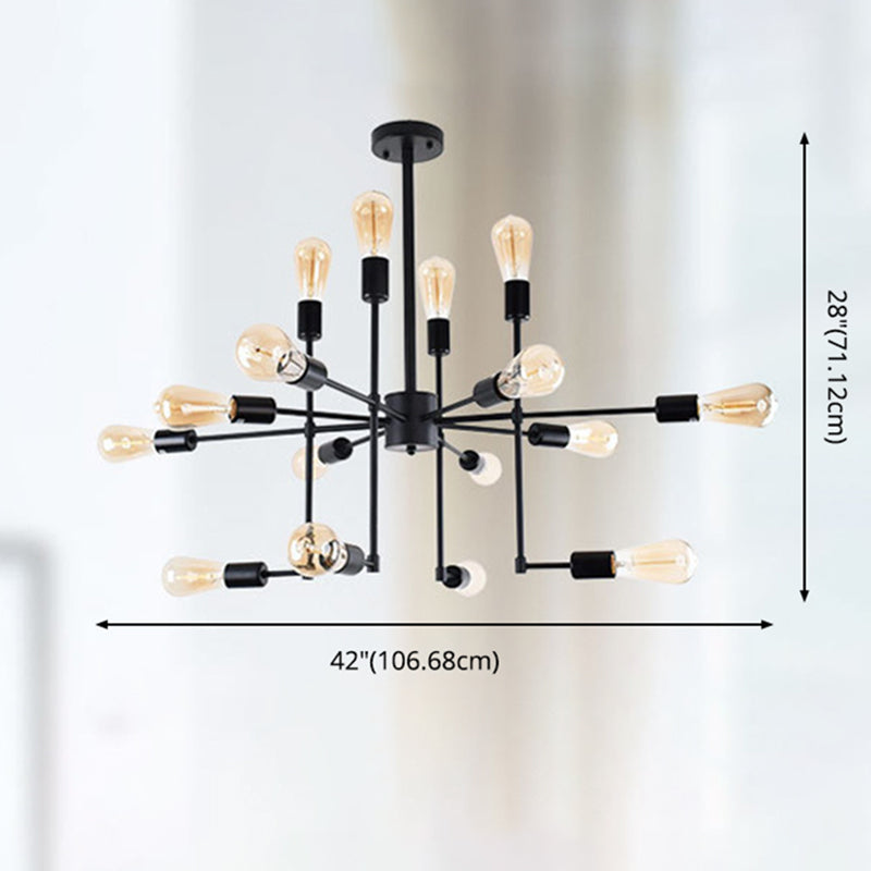 Bare Bulb Chandelier Light Fixture Industrial Metal Pendant Lighting for Restaurant