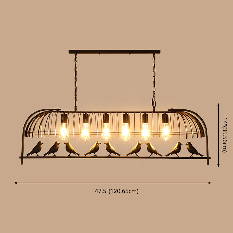 Luces de lámpara de araña de la isla de pájaros accesorios de iluminación de araña de metal industrial para mesa de comedor