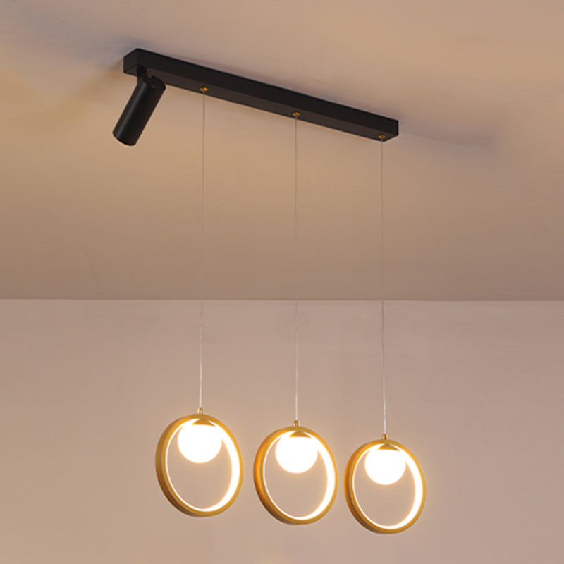 Contemporánea LED PIEL PIELLA Luz de la isla Black Circle Light con sombra de metal