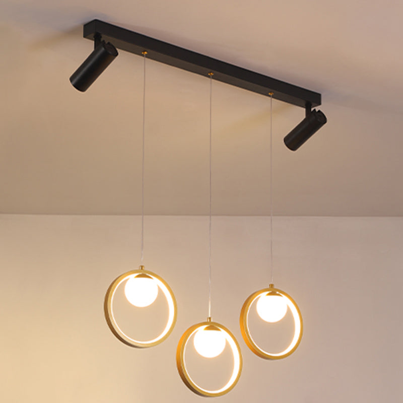 Contemporánea LED PIEL PIELLA Luz de la isla Black Circle Light con sombra de metal