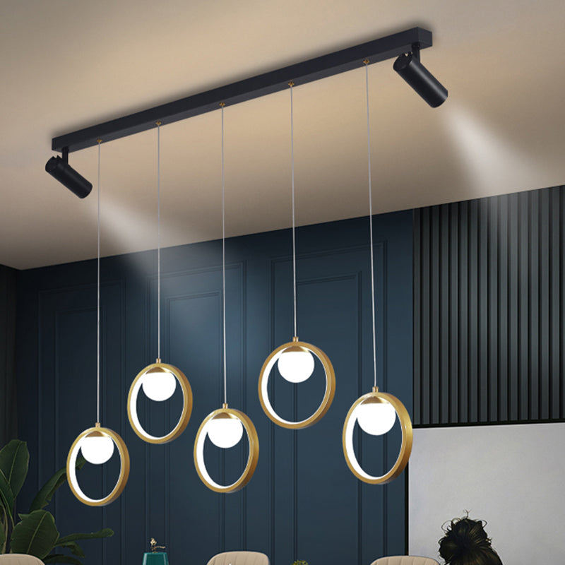 Contemporánea LED PIEL PIELLA Luz de la isla Black Circle Light con sombra de metal