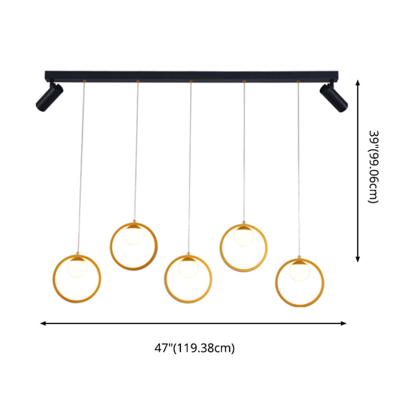 Contemporánea LED PIEL PIELLA Luz de la isla Black Circle Light con sombra de metal