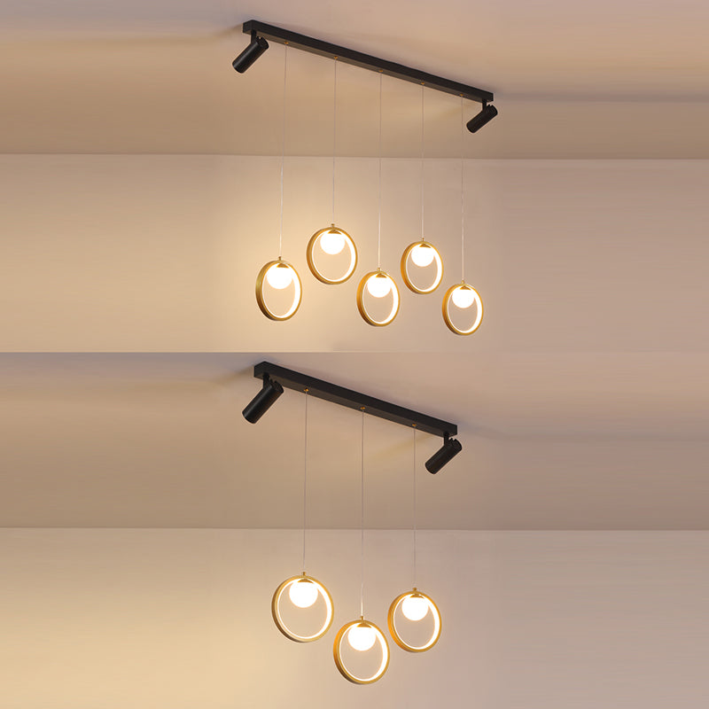 Contemporánea LED PIEL PIELLA Luz de la isla Black Circle Light con sombra de metal