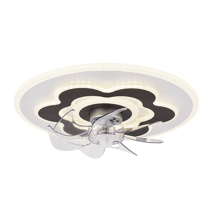 Black and White Disc Shaped Fan Light Minimalist LED Acrylic Semi Flush Mount Lighting
