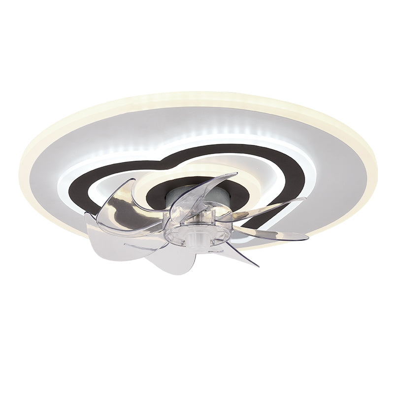 Black and White Disc Shaped Fan Light Minimalist LED Acrylic Semi Flush Mount Lighting