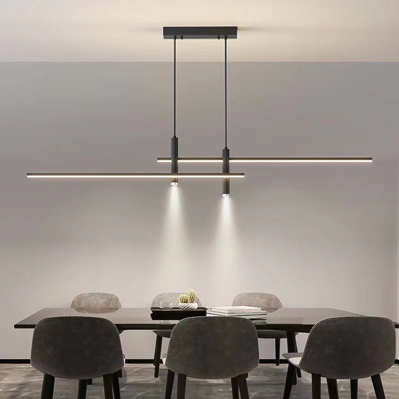 Lampadino minimalista Linear Isola Light Metal Sala da pranzo LED lampadario in nero in nero