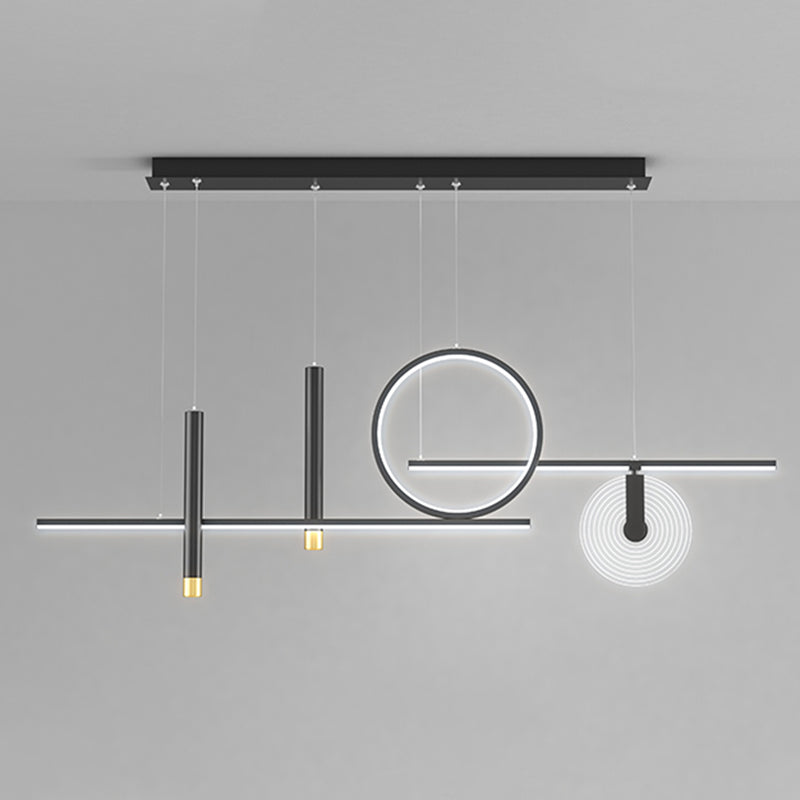 Isola ombreggiata minimalista Isola Light Metal Sala da pranzo LED Isola Penderant Light in Black