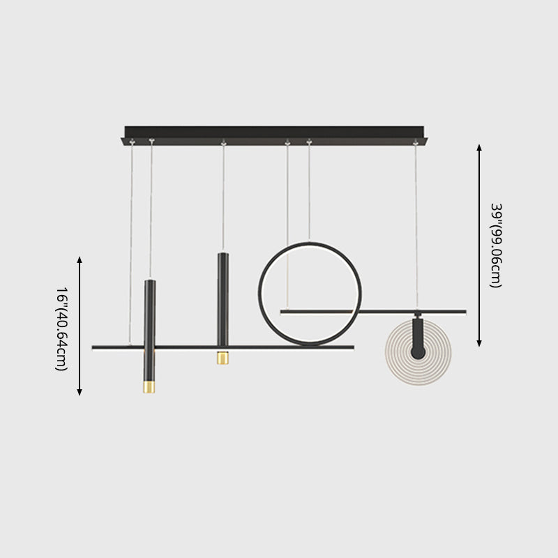 Isola ombreggiata minimalista Isola Light Metal Sala da pranzo LED Isola Penderant Light in Black
