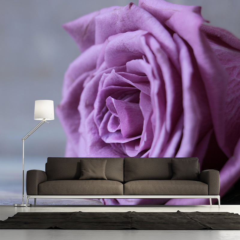 Contemporary Rose Wall Mural Mildew Resistant Soft Color Wall Art for Living Room