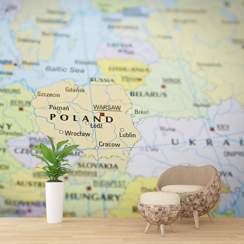 Minimalist Wall Mural Decal World Map Wall Covering for Meeting Room Home Decorative