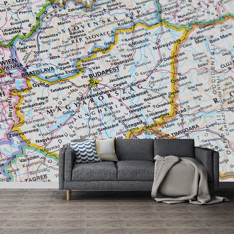 Minimalist Wall Mural Decal World Map Wall Covering for Meeting Room Home Decorative