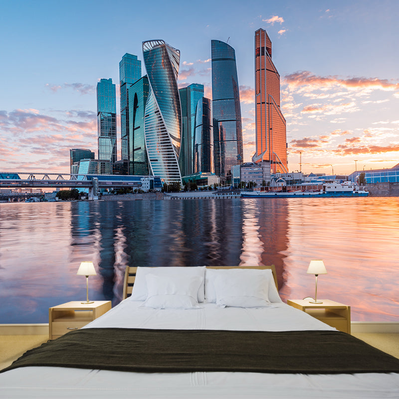 Modern Whole City Landscape Wall Mural for Office Room Personalized Size Wall Decor
