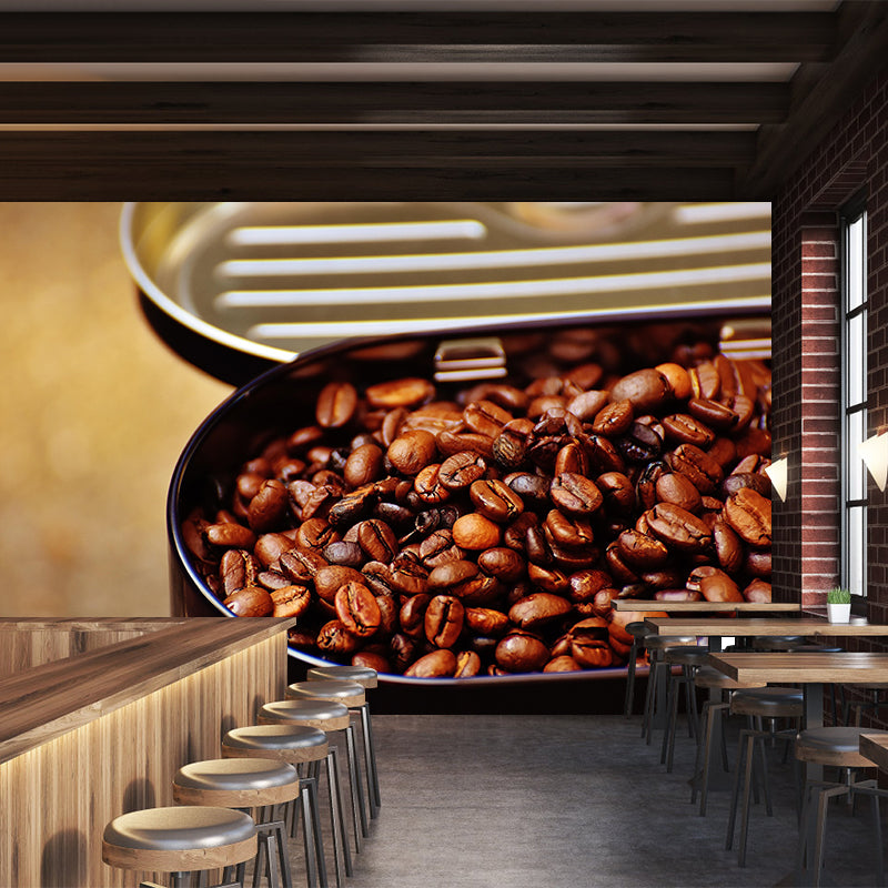 Commercial Use Photography Modern Mural Wallpaper with Coffee Bean Graphic for Coffee Bar