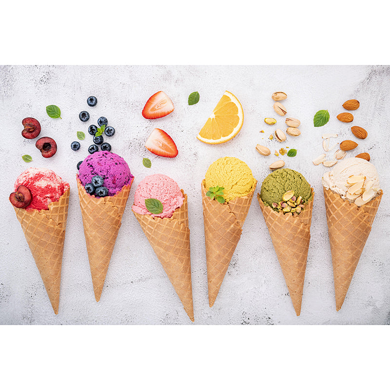 Multi-Color Ice Cream Mural Environment Friendly Contemporary Dessert Shop Wall Covering