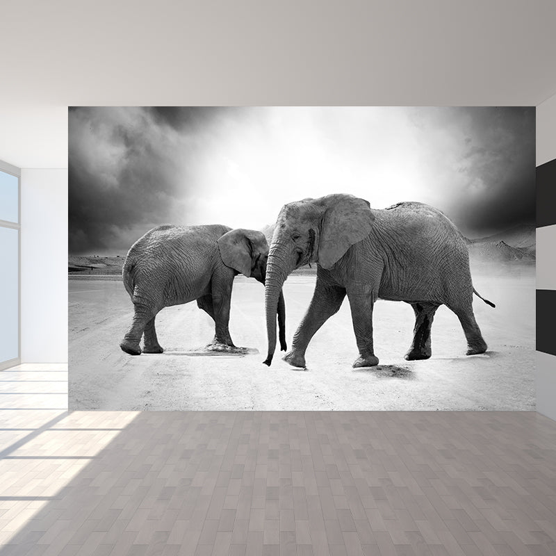 Tropics Elephant Mural Wall Decor Mildew Resistant Wall Art for Living Room