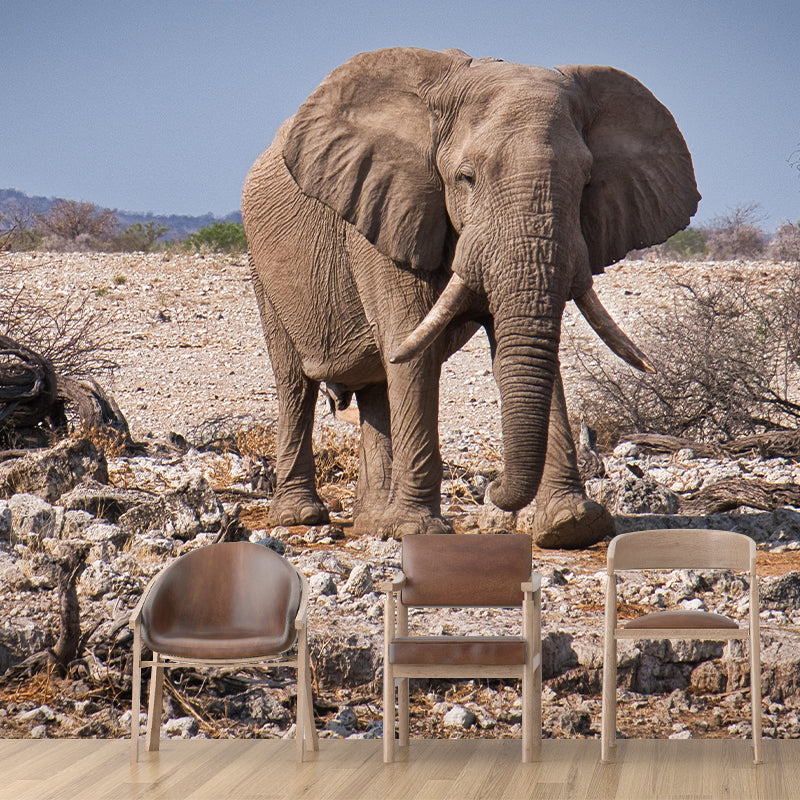 Tropics Elephant Mural Wall Decor Mildew Resistant Wall Art for Living Room